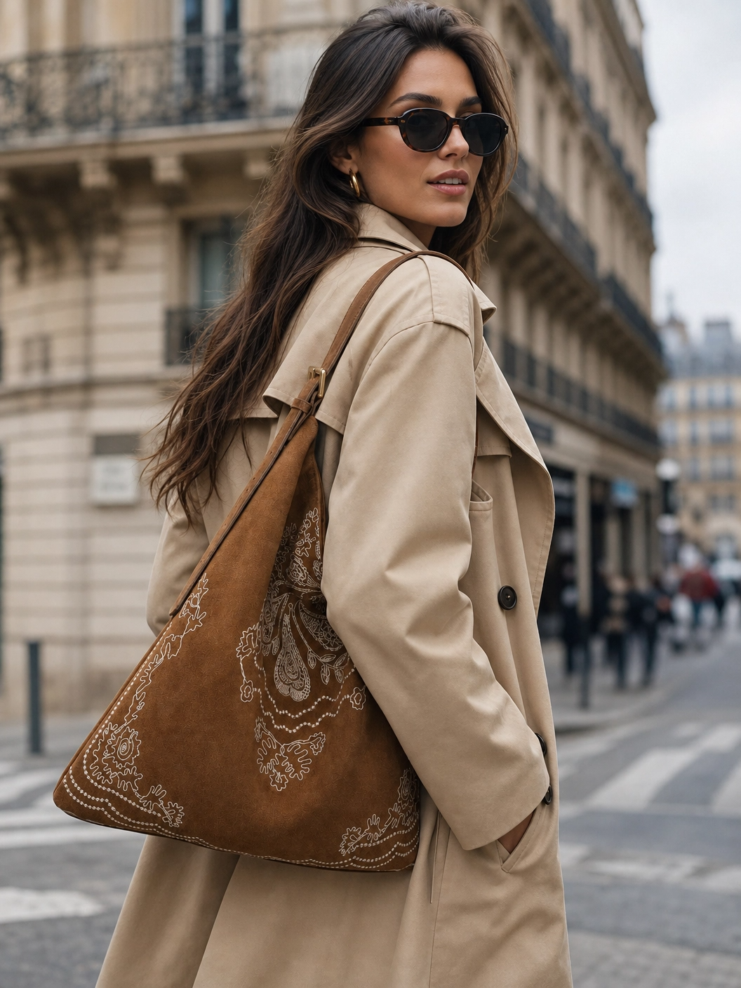 Lady Bohemian Embroidered Triangle Shoulder Bag