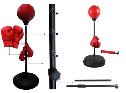 Punch Speed Ball Gloves Set Free Standing Punching Boxing Bag Home GYM Training