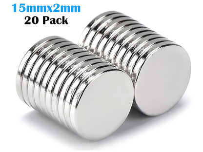 Neodymium Magnets 15mm x 2mm 20pack