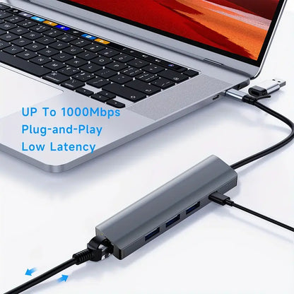5-in-1 USB Multi-Port Type C Hub USB-C Docking Station with Ethernet