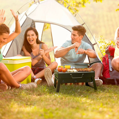 Large black Portable Briefcase-Size Charcoal BBQ Stove Grill - BLACK