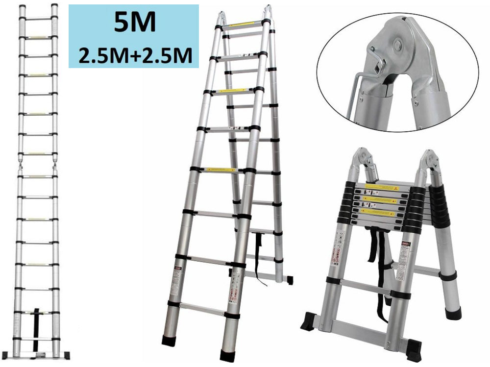Telescopic Ladder 5m Multi-Purpose Aluminium Telescoping