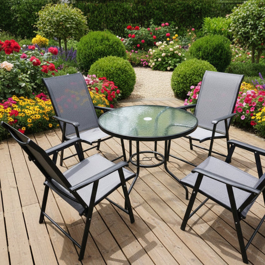 Quality Round Glass Table & 4 Chairs