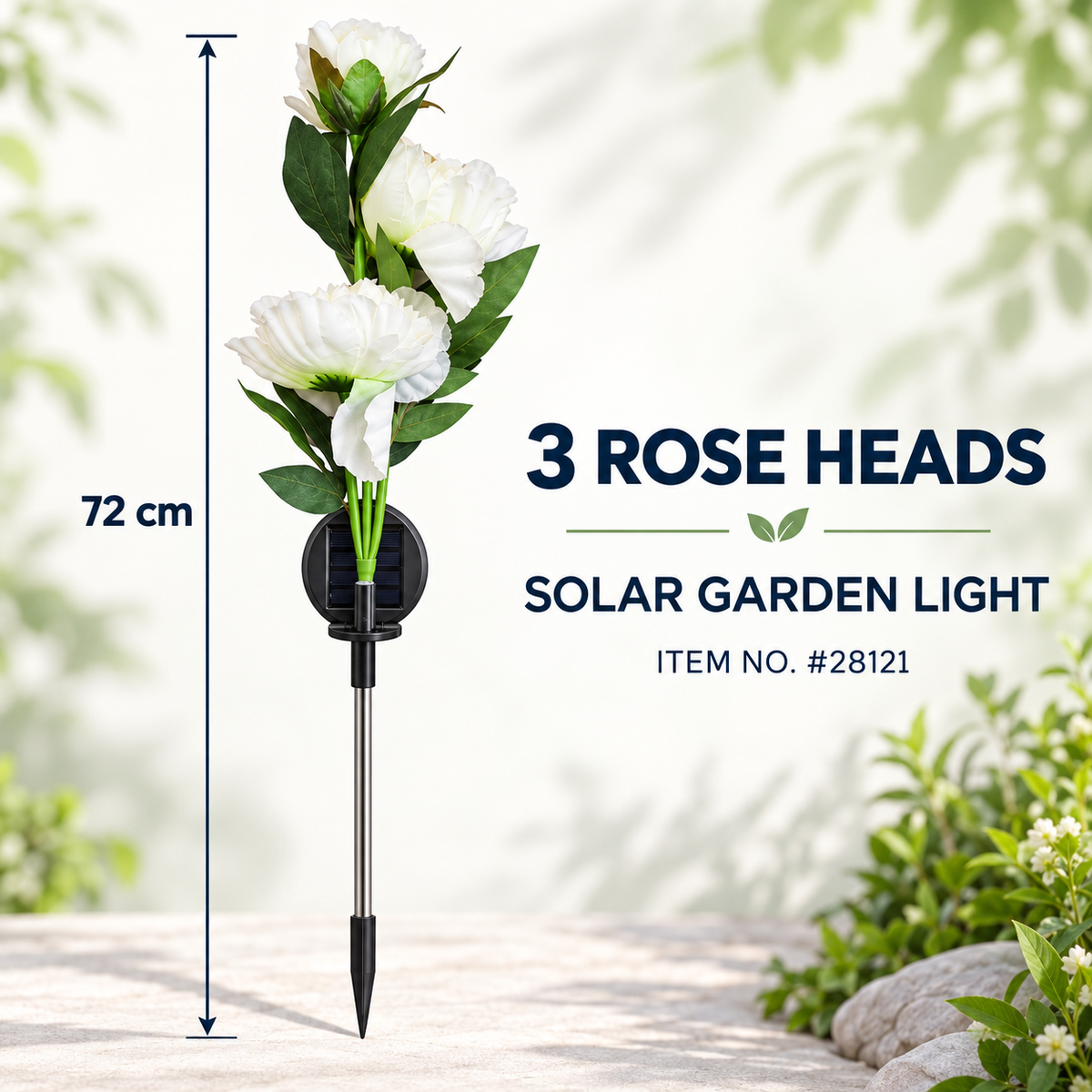 Set of 2 Solar 3-Head Peony Flower Garden Lights – 72cm
