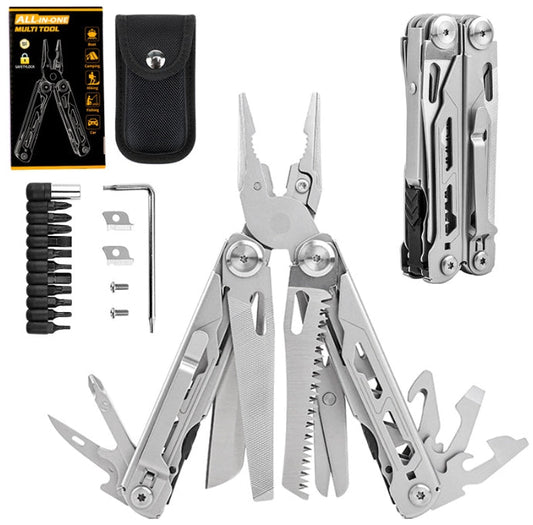 Heavy-Duty 28-in-1 Multi-Tool Pliers Portable Pocket Tool Kit with Sheath & Bits Camping, Hiking