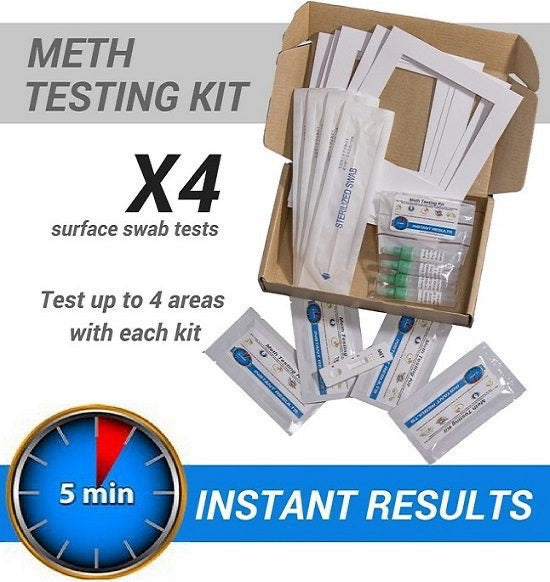 Meth Test Kit - 4 x Instant On-site Test Kits (Recommended for a 1 Bedroom Home)