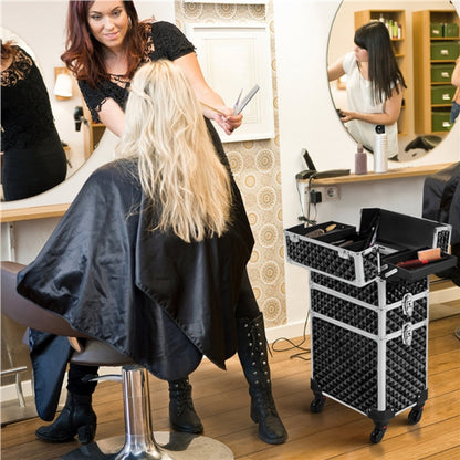 3-in-1 Rolling Makeup Train Case Portable Cosmetic Trolley