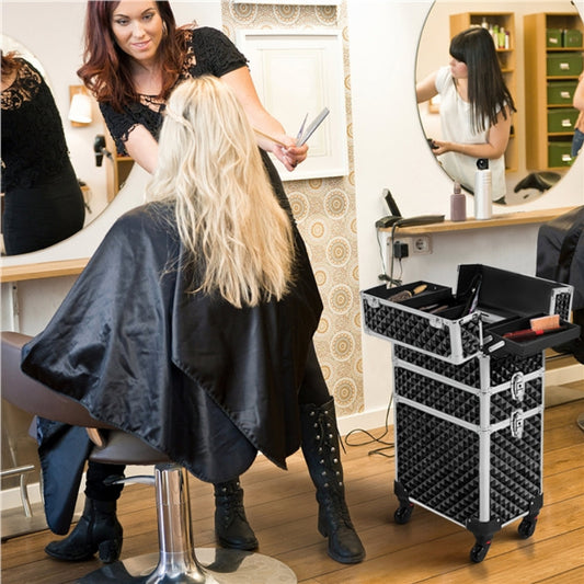 3-in-1 Rolling Makeup Train Case Portable Cosmetic Trolley