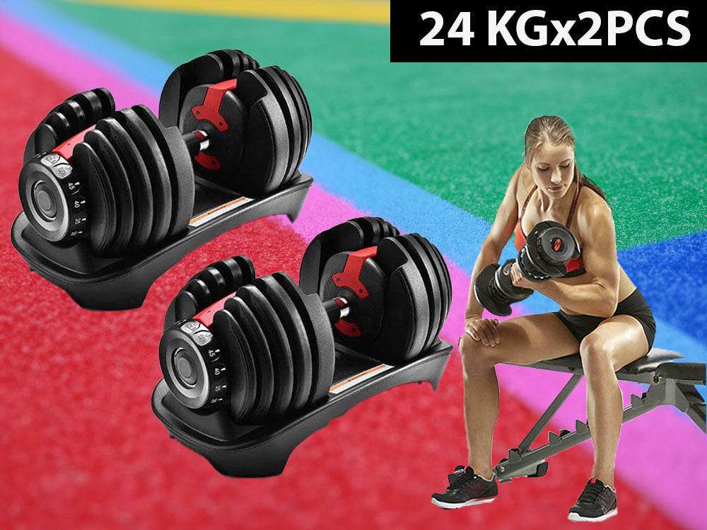 Adjustable Weights Dumbbell Set 24Kg Pair