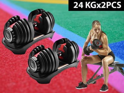 Adjustable Weights Dumbbell Set 24Kg Pair