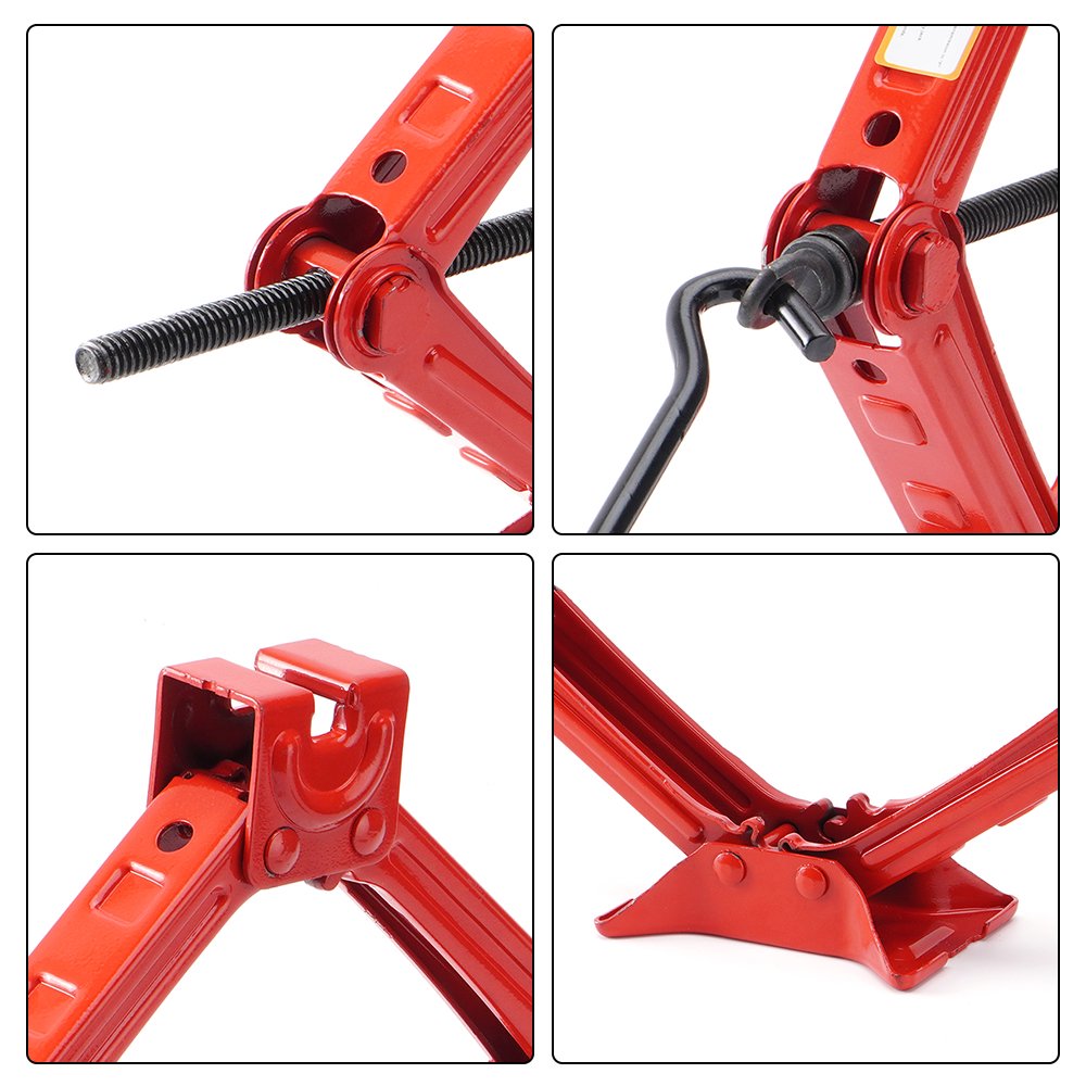Scissor Jack Heavy Duty – 2 Ton Steel Car Jack with Ratchet Wrench Red