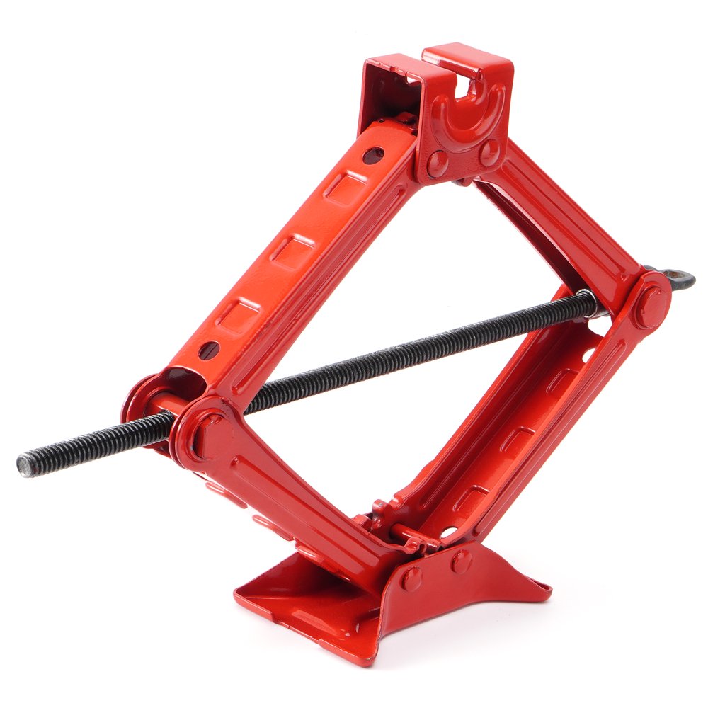 Scissor Jack Heavy Duty – 2 Ton Steel Car Jack with Ratchet Wrench Red