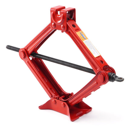 Scissor Jack Heavy Duty – 2 Ton Steel Car Jack with Ratchet Wrench Red