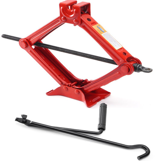 Scissor Jack Heavy Duty – 2 Ton Steel Car Jack with Ratchet Wrench Red