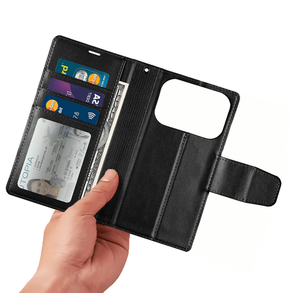 Compatible with Phone 17 Air Hanman Miro Leather 2-in-1 Wallet Case with Magnetic Back
