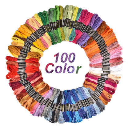 100 colours Hand Embroidery Kit Embroidery Hoops and Cross Stitch Tools