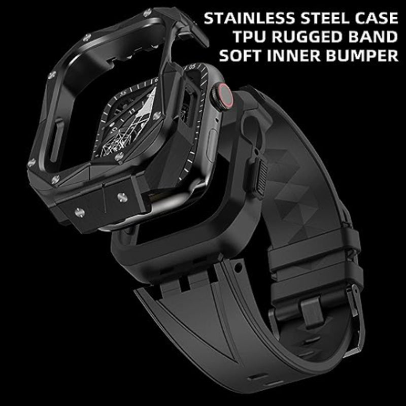 Stainless Case Band Compatible with Apple Watch Black