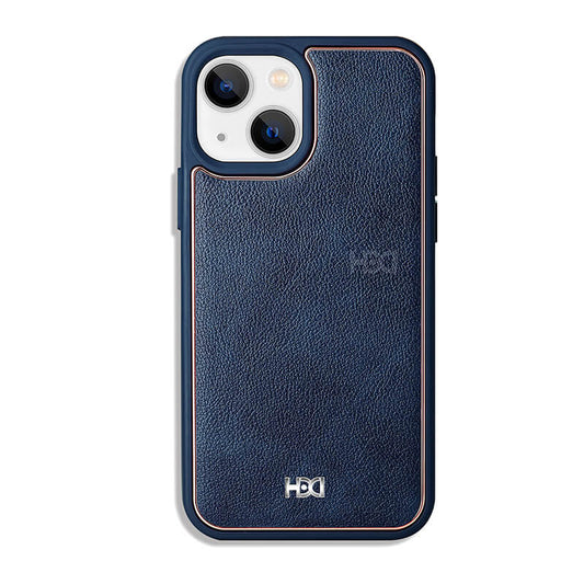 Suitable for Phone Models HDD Lychee Pattern Leather Rose Gold Metal Line Phone Case