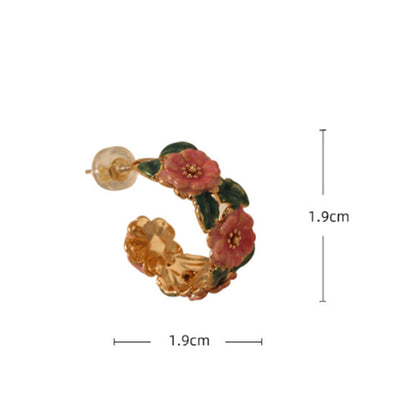 Embellique Camellia Enamel Drop Earrings