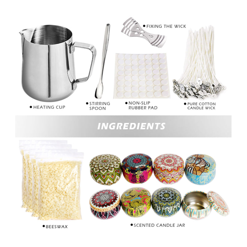 Candle Making Kit with Beeswax Pretty Candle Tins for DIY Candle Making