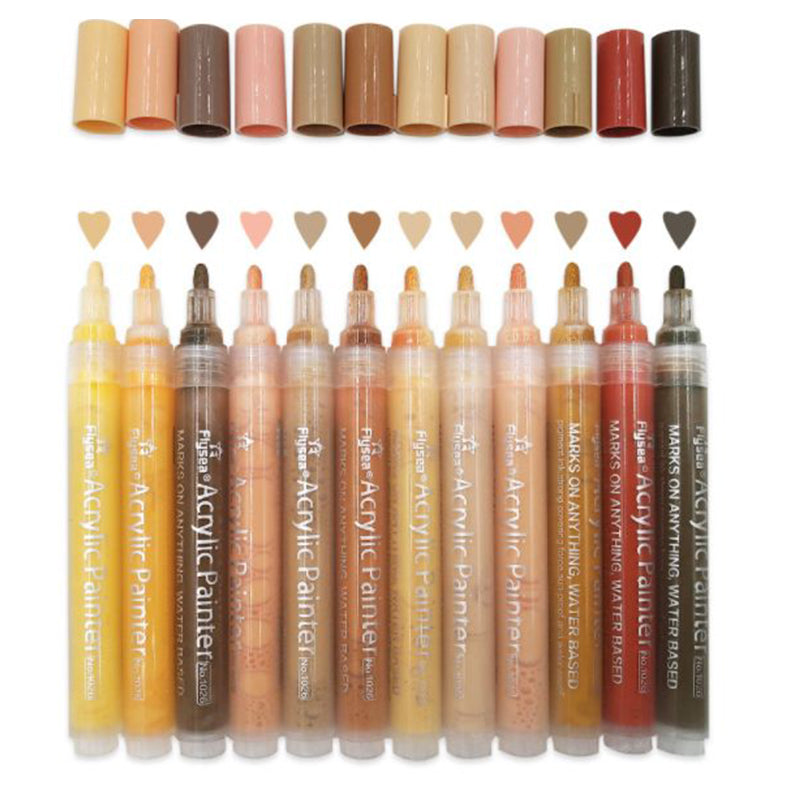 Acrylic Paint Markers - Skin Tone 12 Pack