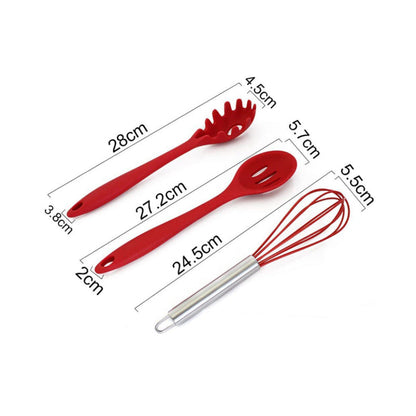10Pcs/Set Silicone Heat Resistant Kitchen Cooking Utensils Non-Stick Baking Tool