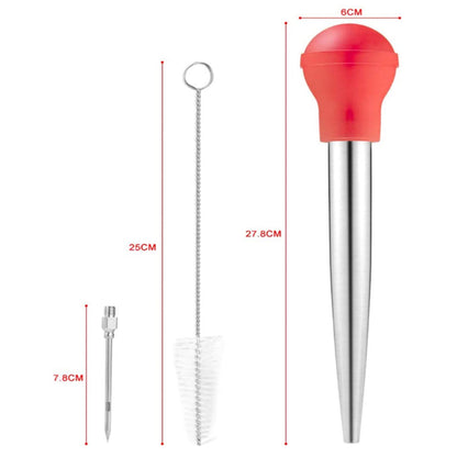 Turkey Baster, Baster set of 4, Baster syringe needles and Cleaning Brush, red