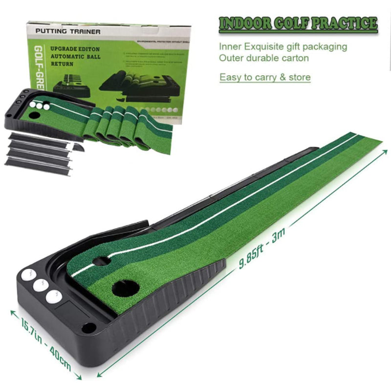 Golf Indoor Putting Mat  with Ball Return Including 3 Training Ball 3m
