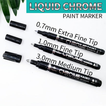 3pcs Liquid Mirror Chrome Marker Paint Set DIY Silver Art Liquid Mirror Chrome