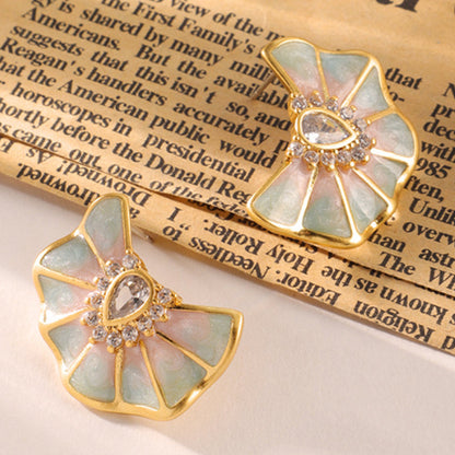Embellique Colored Stone Enamel Earrings 18k Gold Plated Butterfly Earrings