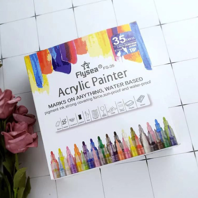 Acrylic Painter 35 Pcs Premium Waterproof Permanent Painter set