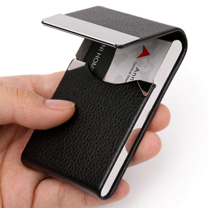 Professional Business Card Holder PU Leather Business Card Case Black