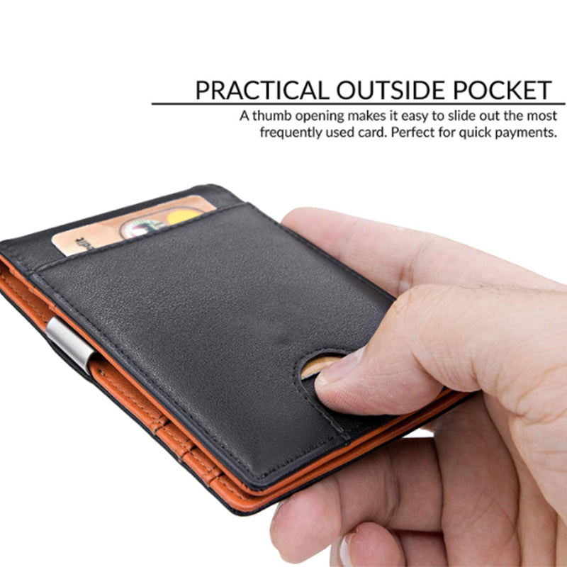 Minimalist Slim Wallet with Money Clip RFID Blocking Front Pocket B