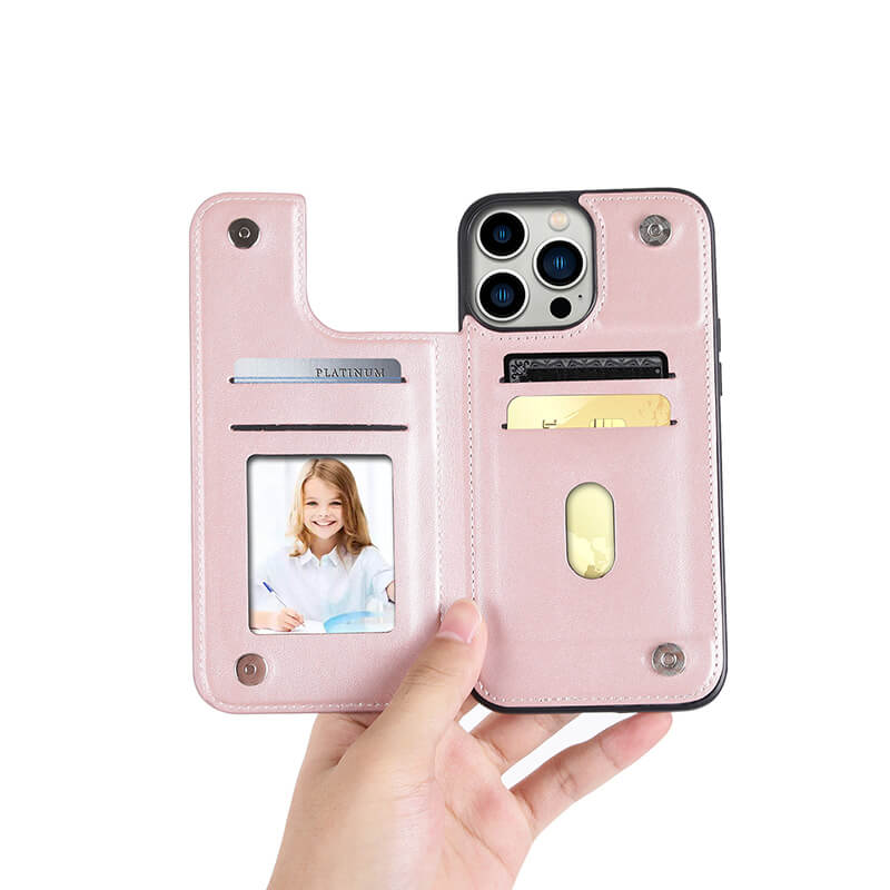 Mika Series PU Leather Wallet Stand Compatible with iPhone 16 Pro Case with Magnetic Close