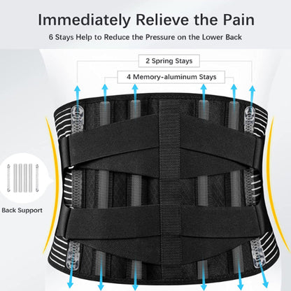 Back Braces for Lower Back Pain Relief with 6 Stays Breathable Back Support... S