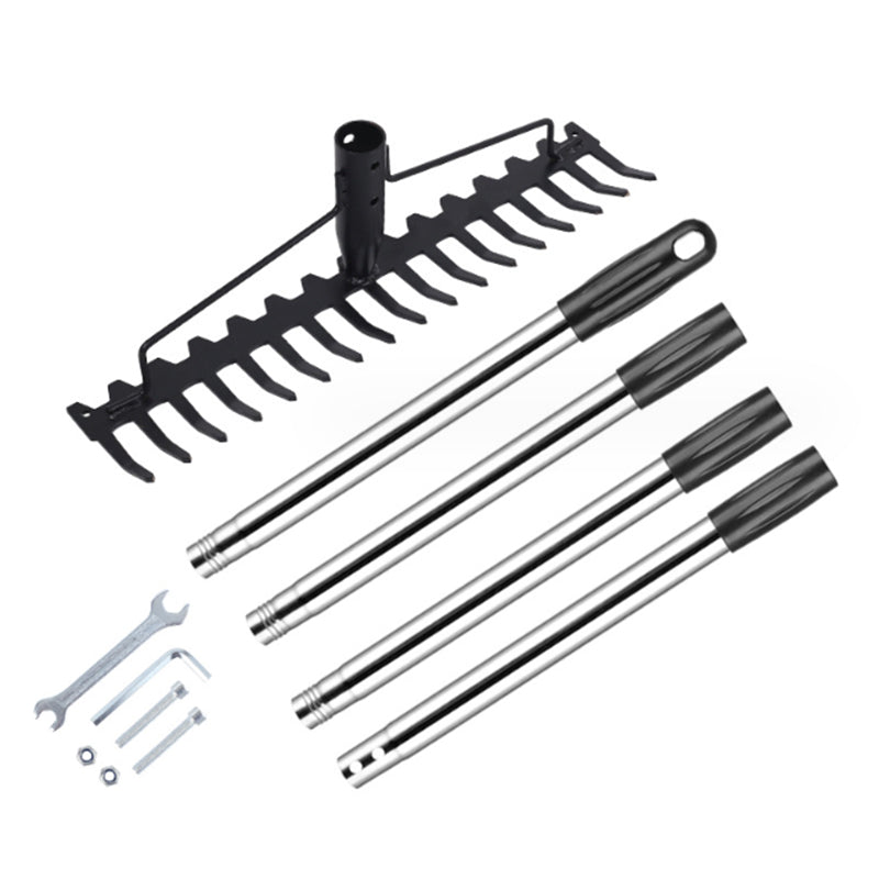 Multifunctional grass rake 17 Steel Tines Metal Head with Stainless Steel Handle