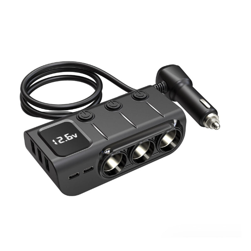 Car cigarette lighter 3-port USB independent switch PD smart fast charging 120W