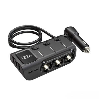 Car cigarette lighter 3-port USB independent switch PD smart fast charging 120W