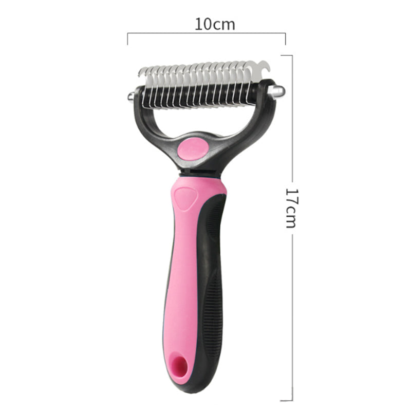 Professional Double-sided Undercoat Deshedding Grooming Rake for Dogs and Cats B