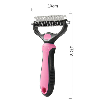 Professional Double-sided Undercoat Deshedding Grooming Rake for Dogs and Cats B
