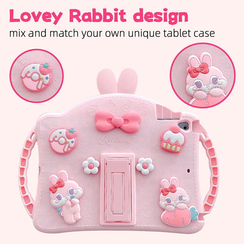 Cute Rabbit Protection Compatible with iPad Air 4th 10.9 2020 Case with Foldable Kickstand