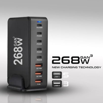 GaN PD Charger Multi-function 8-port Desktop Adapter USB Type C Fast Charger 2