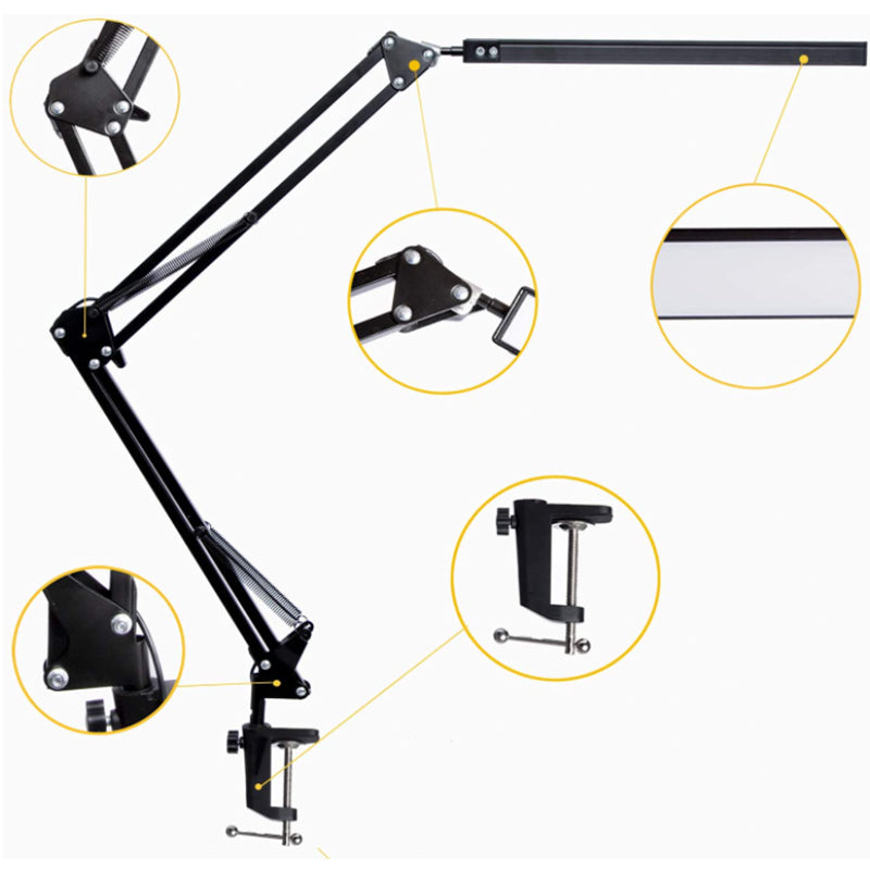 Swing Arm LED Desk Lamp with Clamp 3 Color Modes 10 Brightness Levels Black