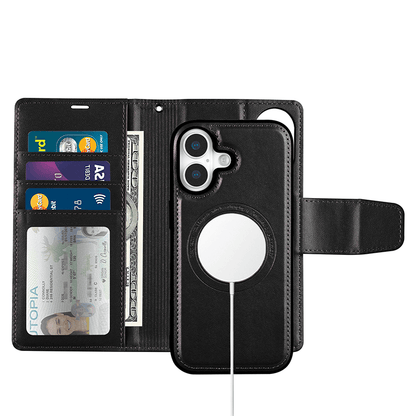 Compatible with iPhone 17 Hanman Miro Leather 2-in-1 Wallet Case with Magnetic Back