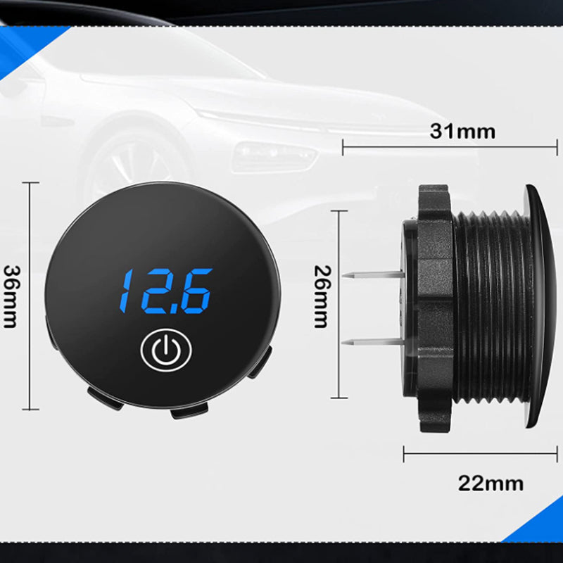 DC 5-48V Car LED Display Voltmeter Waterproof Digital Voltage Gauge Meter