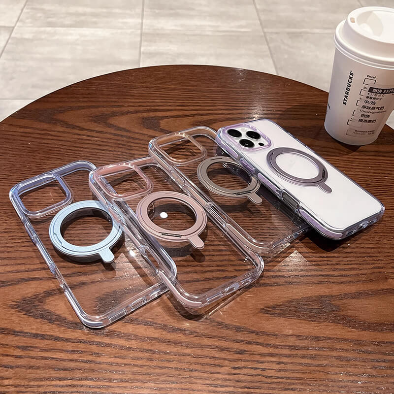Compatible with iPhone 16 Pro Ice Armor O2L Series Magnetic Clear Case with Ring Stand