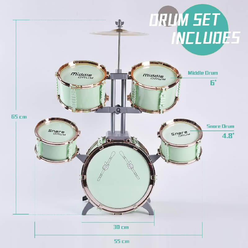 Mobie Educational Instrument Toy Jazz Drum Set for Kids Ages 3-8