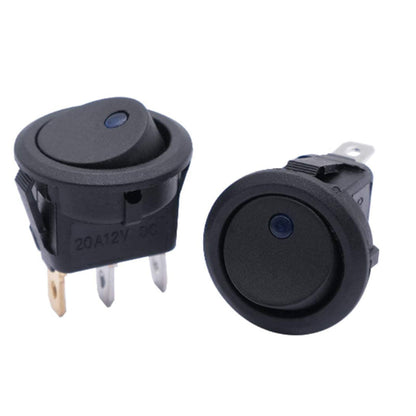 12 pcs 12V Round Rocker Switch Lighted SPST Switch Blue LED Light up 20A 3