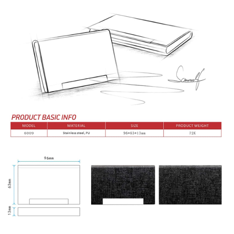 Horizonal PU Leather Business Card Holder Black Set B