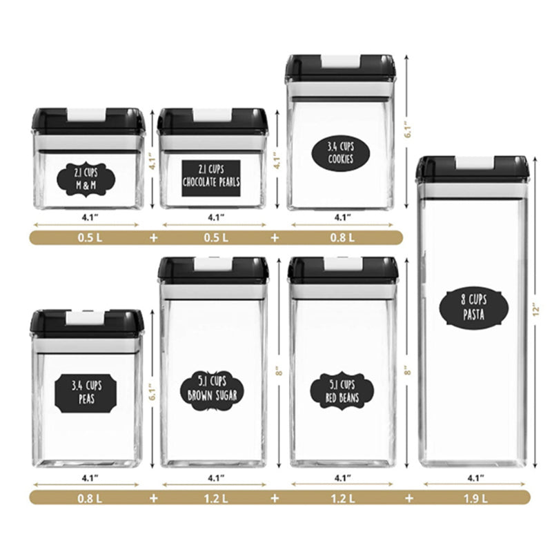 7 Pack Airtight Food Storage Container Set Kitchen and Pantry Containers White